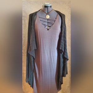 Umgee Criss Cross Off Sleeve Swing Dress Sz Sm Fairycore fairy grunge boho